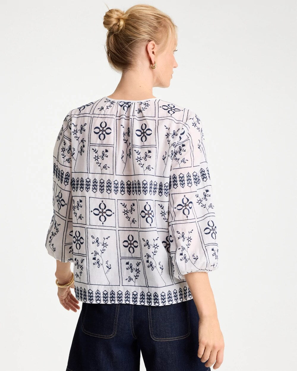 Embroidered Cotton Voile Blouse