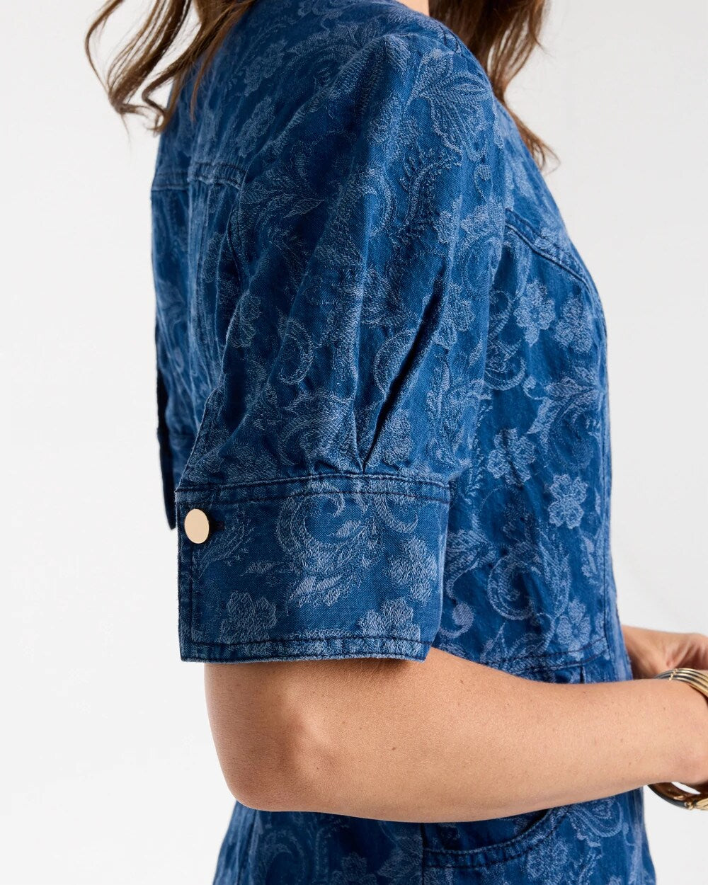 Denim Jacquard Midi Dress