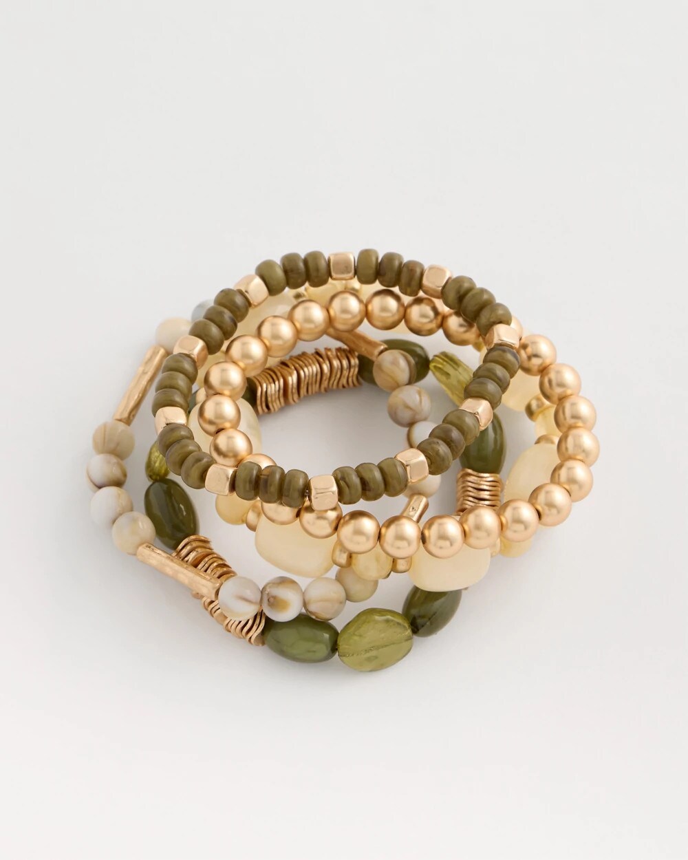 Green Stretch Bangle Set of Five