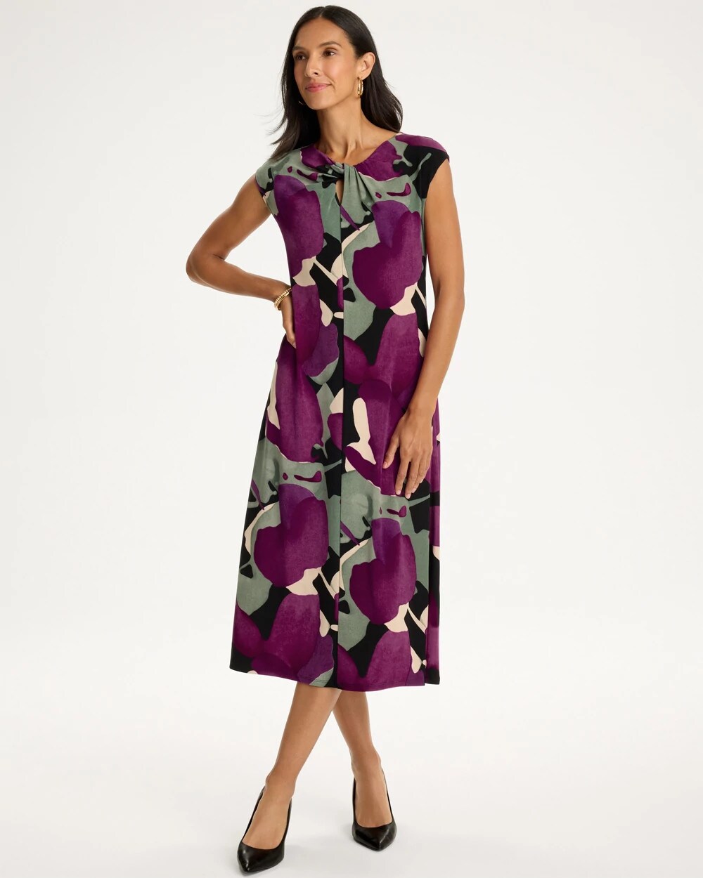 Travelers Twist Neck Midi Dress