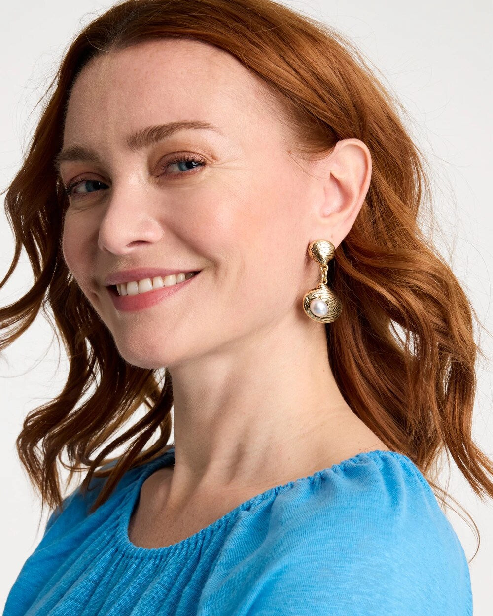 Golden Shell Drop Earrings