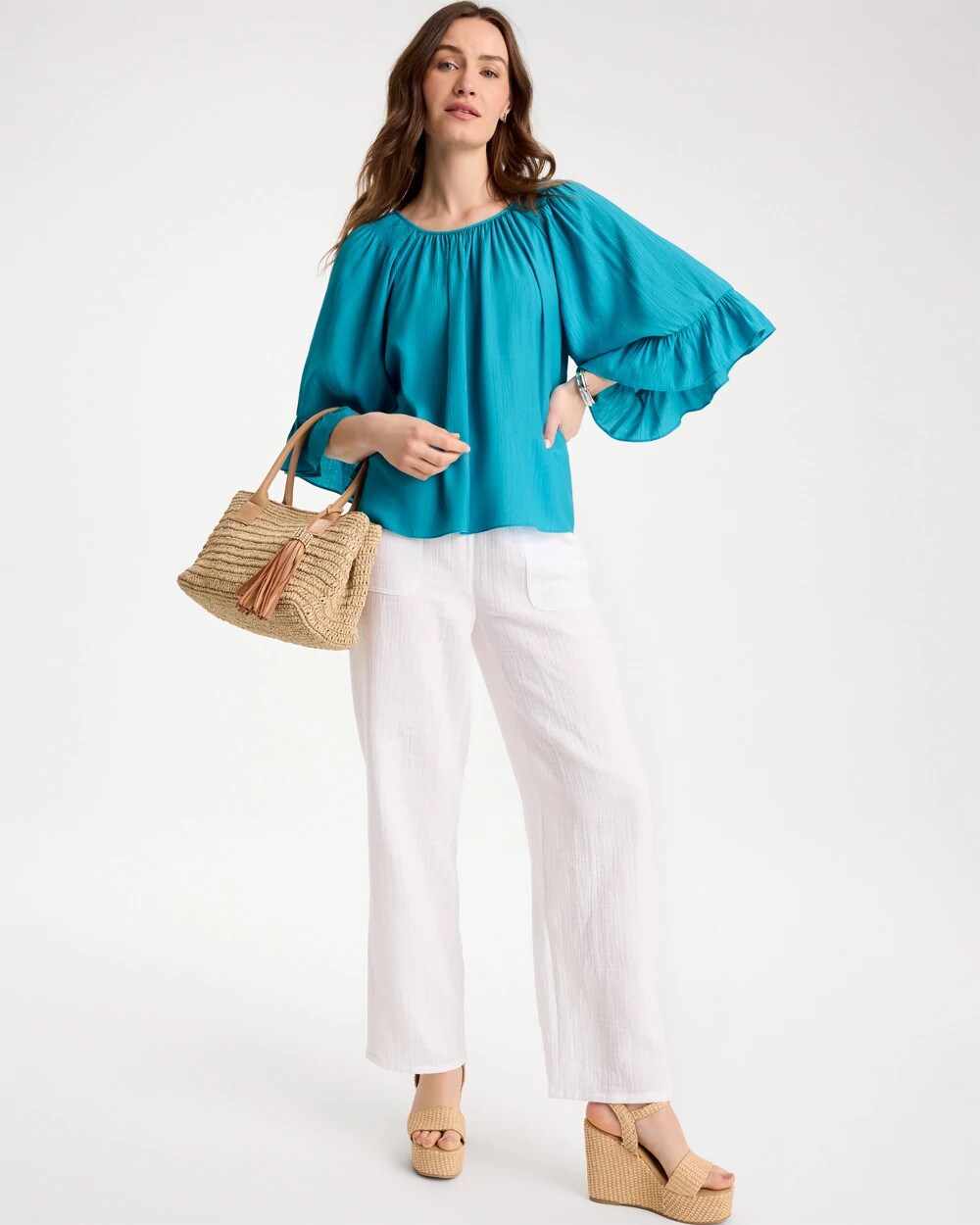 Crinkle Satin Swing Blouse