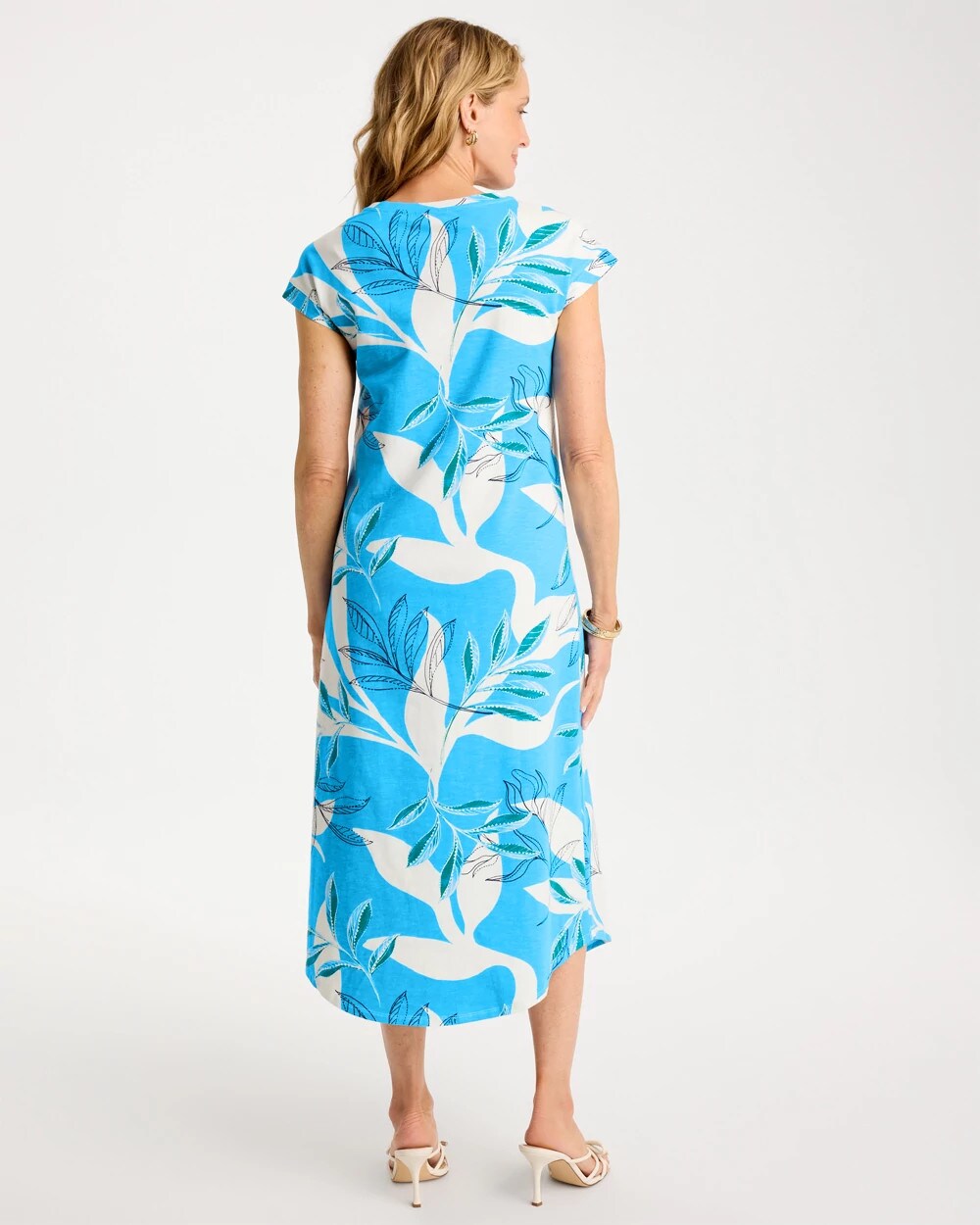 Printed Soft-Stretch Cotton Slub Dress