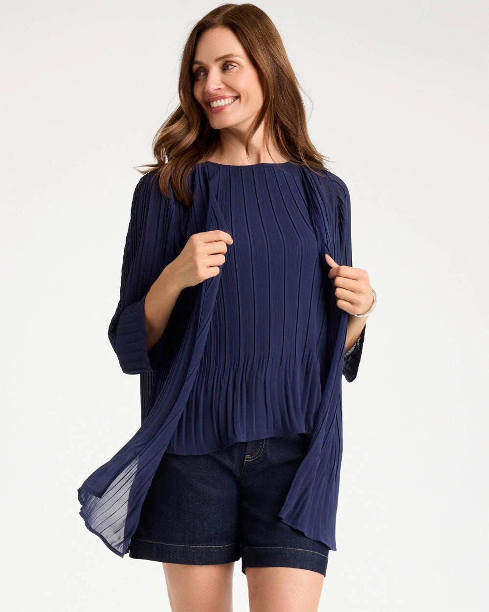 Travelers Pleated Chiffon Cardigan