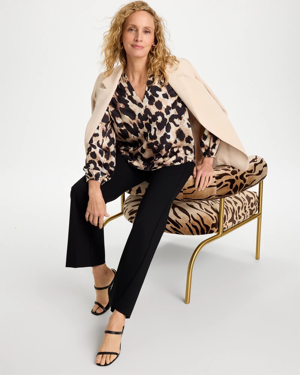 Satin Animal Print Blouse