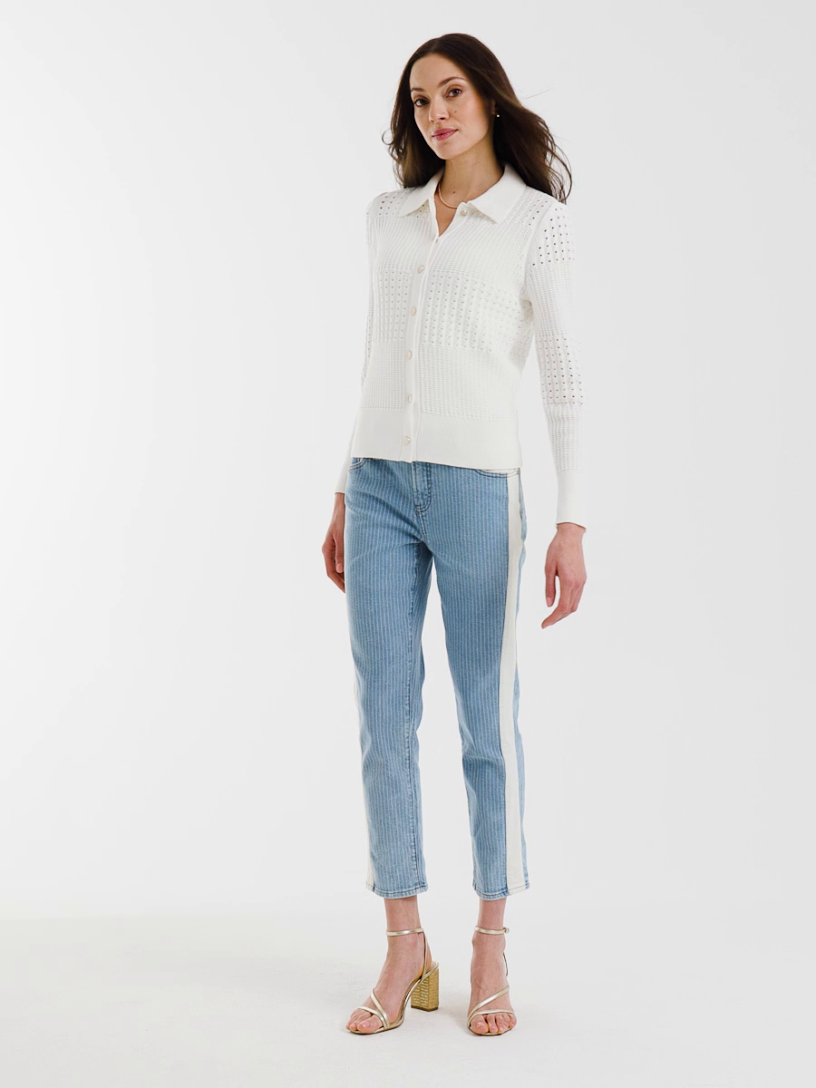 Girlfriend Ticking Stripe Crop Jeans