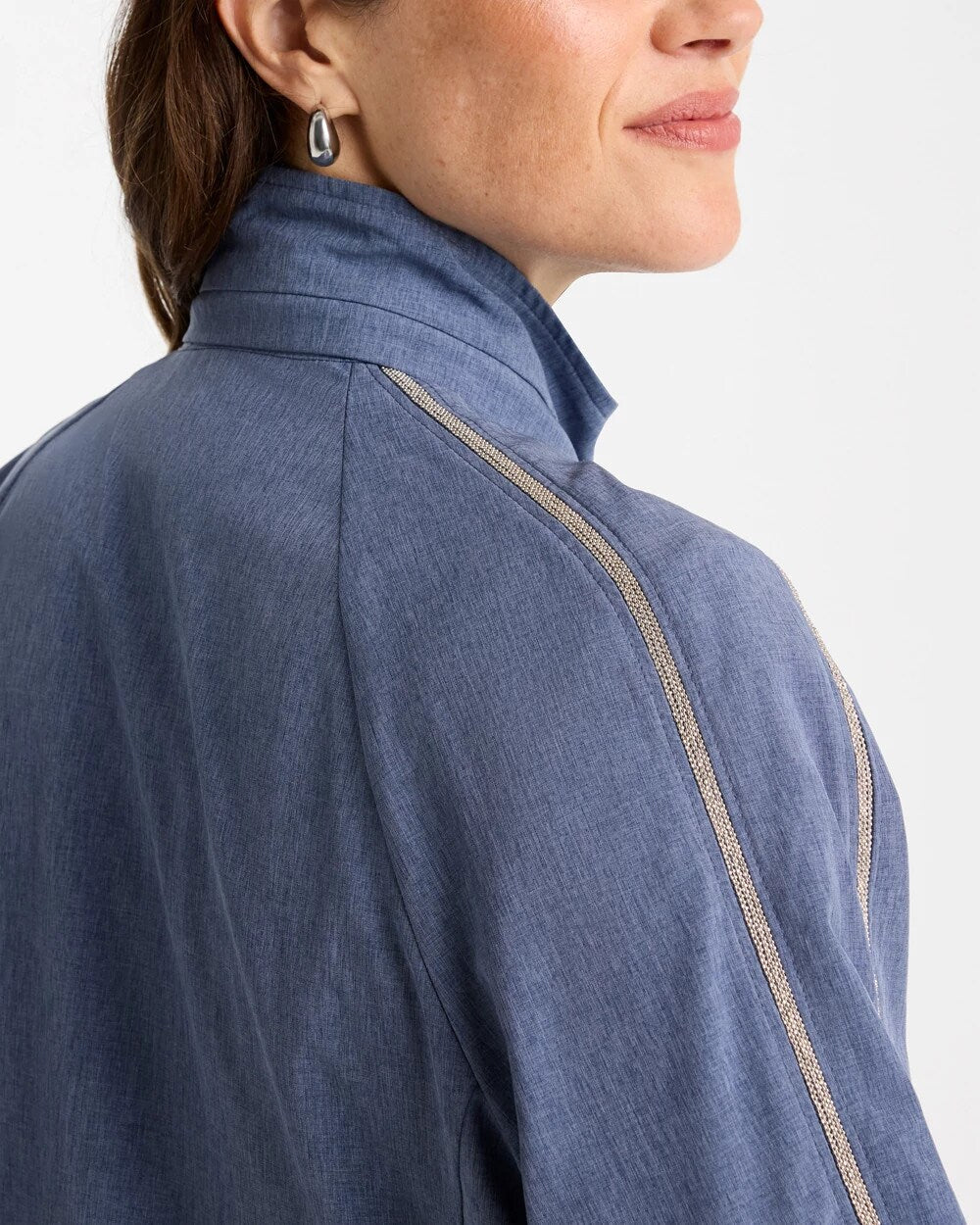 Zenergy UPF Zip-Front Caviar Trim Jacket
