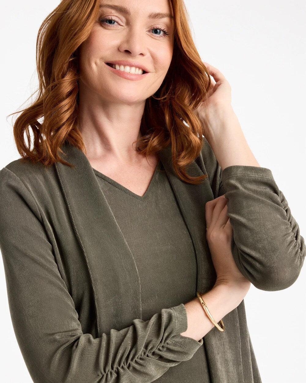 Travelers Collection Ruched Elbow Sleeve Jacket