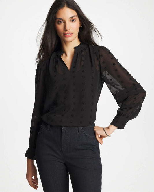 3D Dot Jacquard Chiffon Blouse