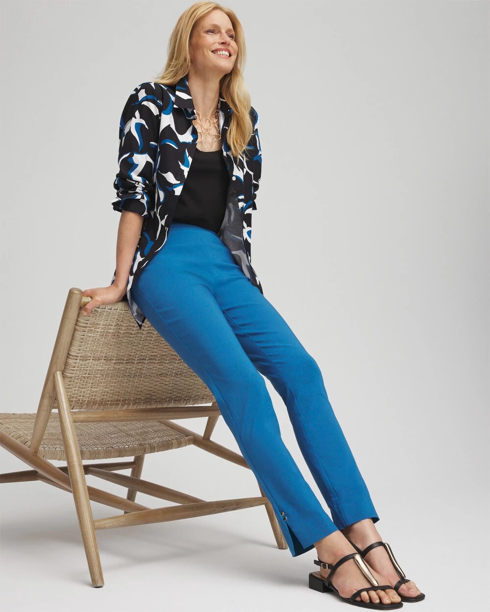 Brigitte Rivet Slit Ankle Pants