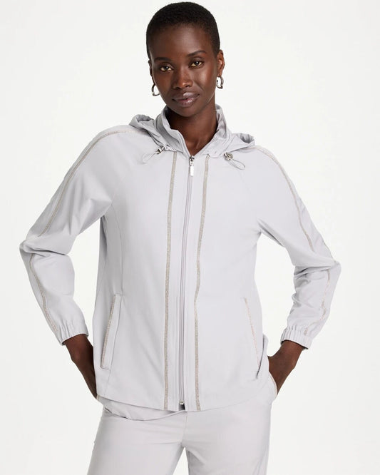 Zenergy UPF Zip-Front Caviar Trim Jacket
