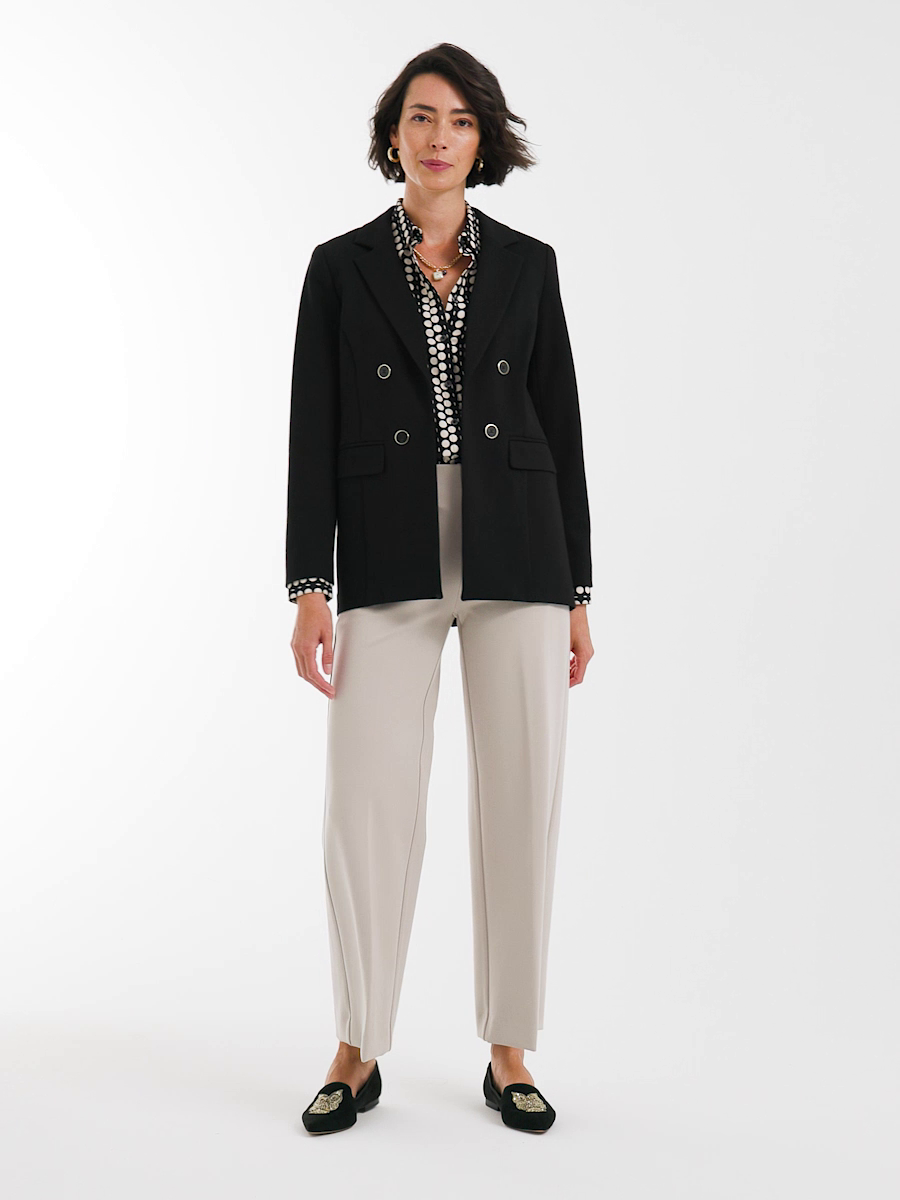Ponte Double-Breasted Knit Blazer