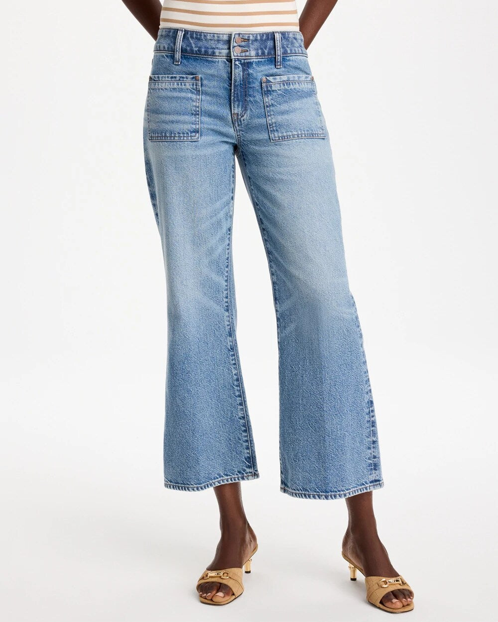 Vintage Chic Wide Crop Flare Jeans
