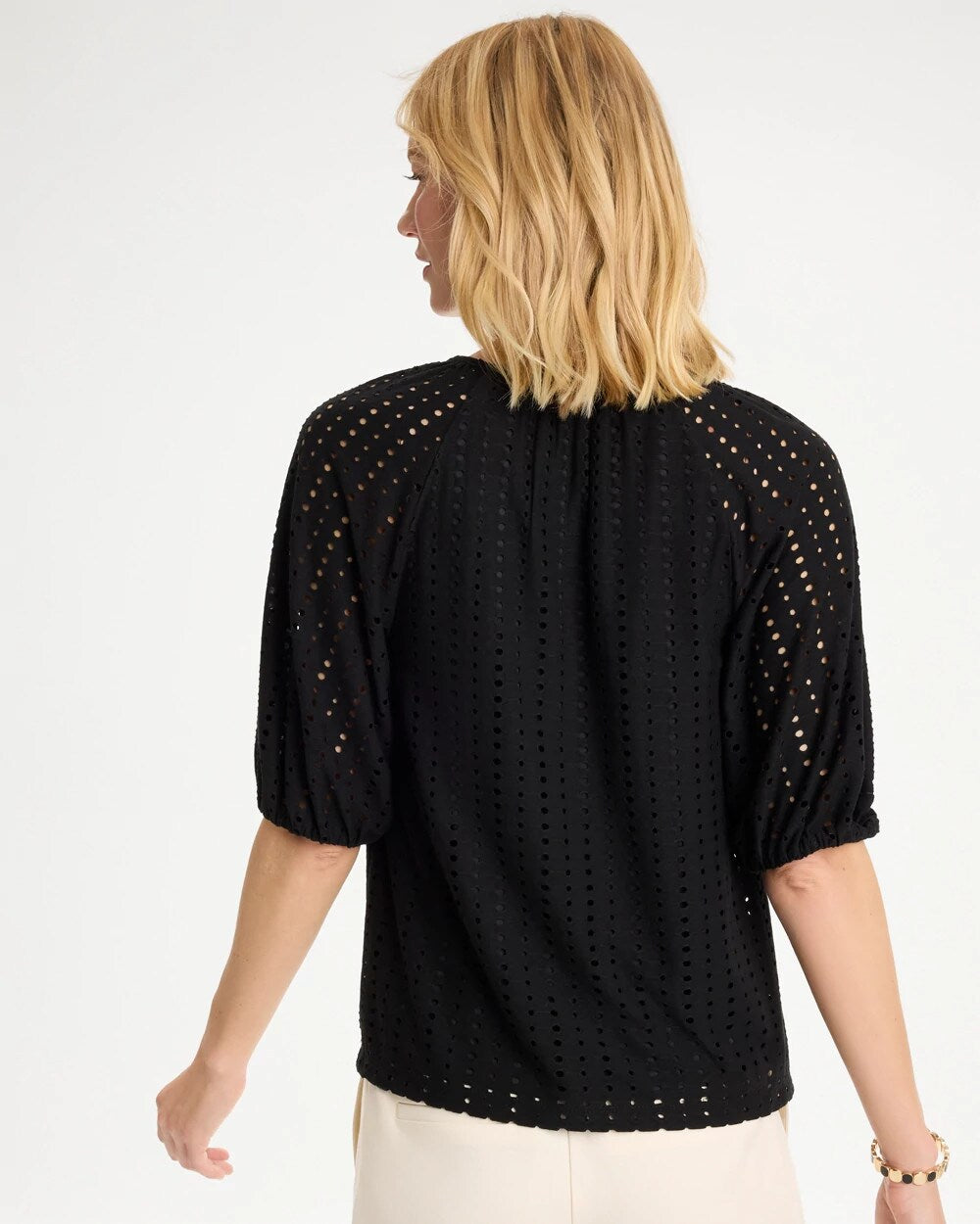 Textured Jacquard Peasant Tee