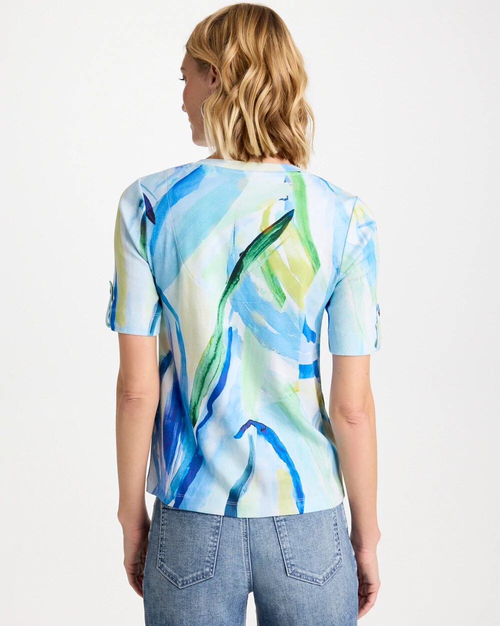 Printed Pima V-Neck Tee