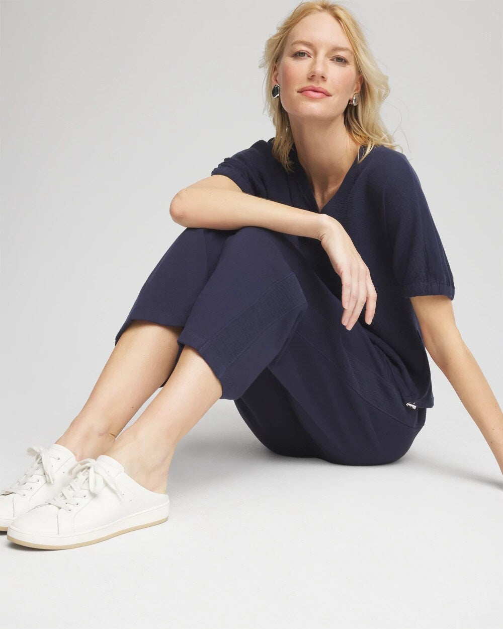 Zenergy French Terry Gauze-Inset Cropped Pants