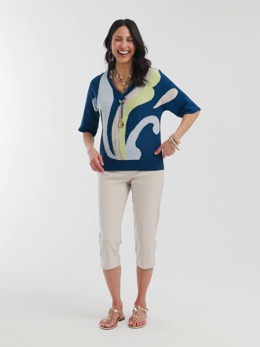 Brigitte Slim Rivet Pull-On Capri Pant