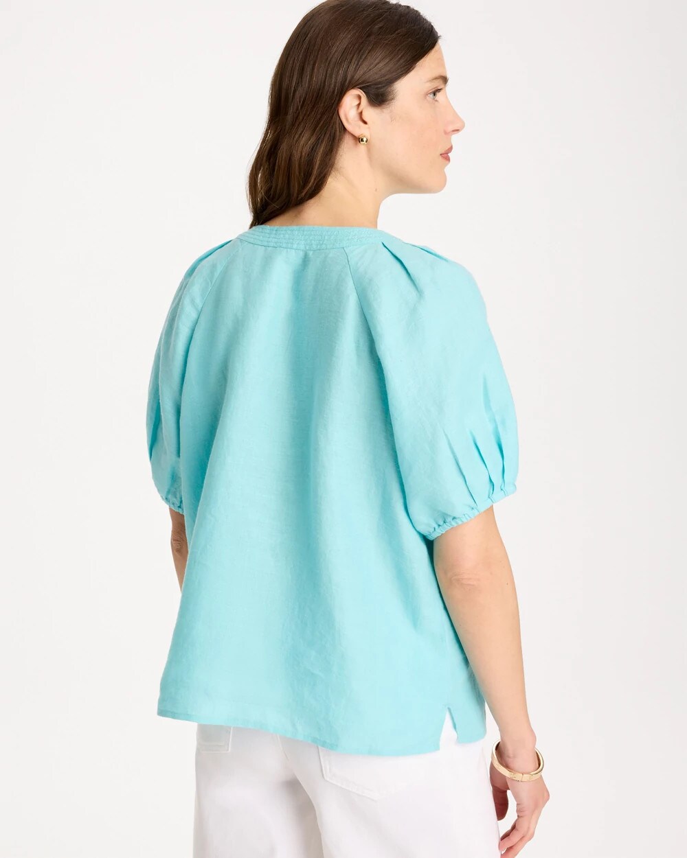 Linen Trapunto Popover Top