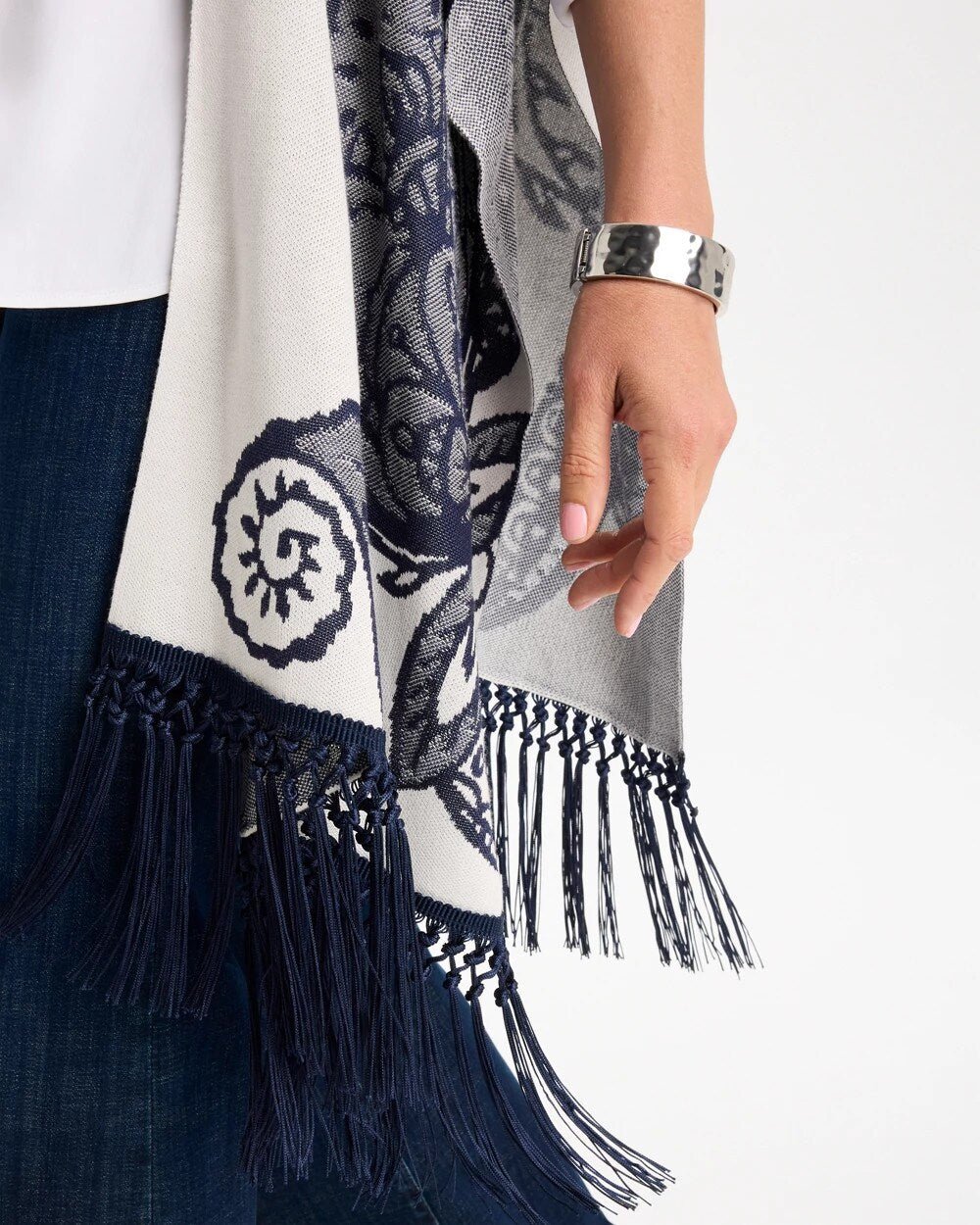 Long Knit Fringed Ruana
