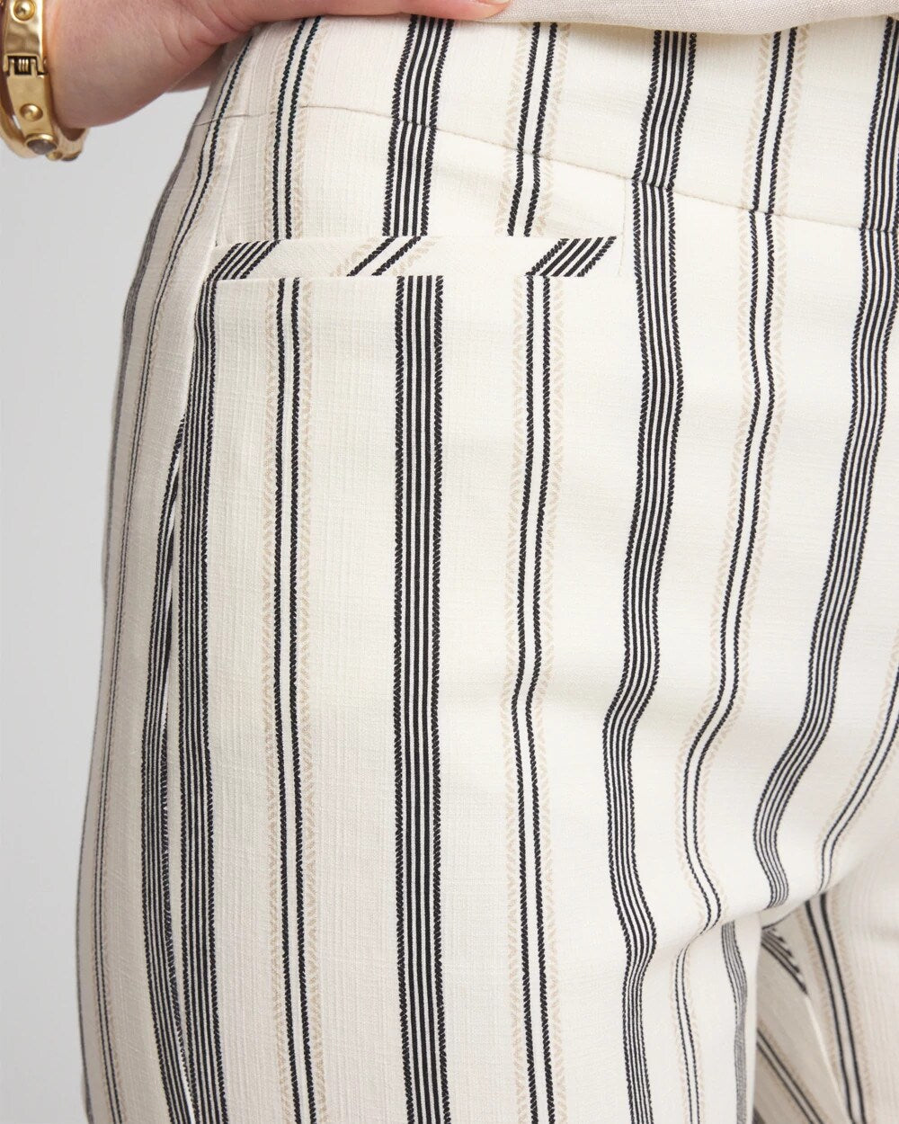 Brigitte Slub Striped Cropped Pants