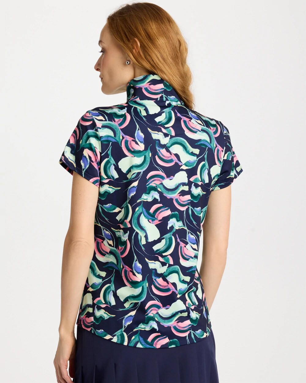 Zenergy UPF Blooms Half Zip Polo