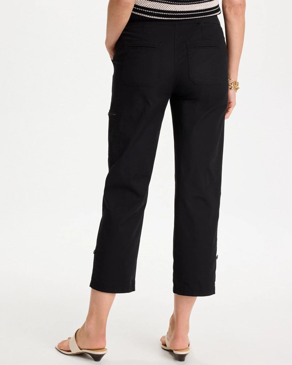 Poplin Cropped Roll Tab Pants