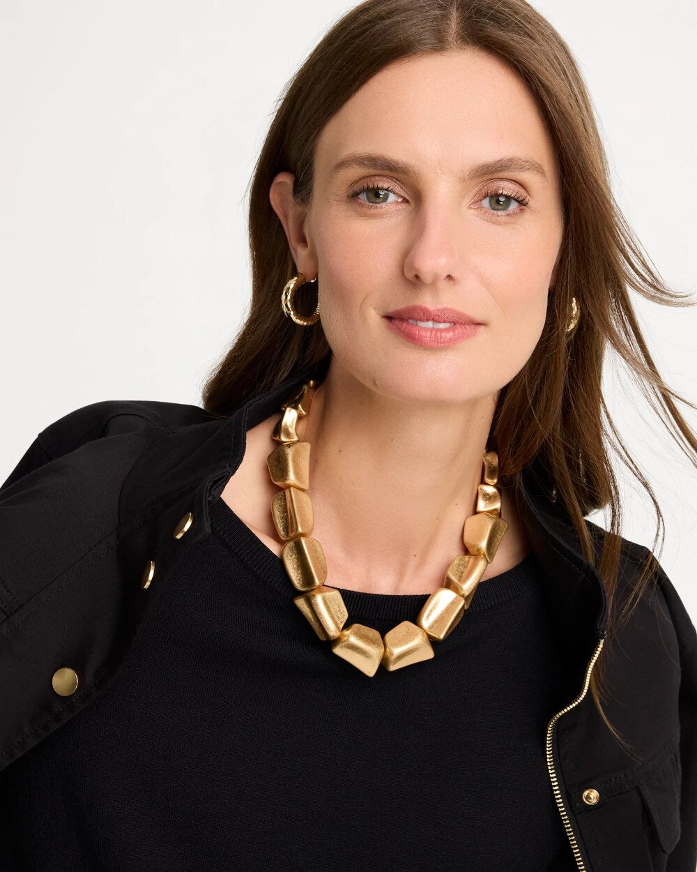 Adjustable Goldtone Nugget Necklace