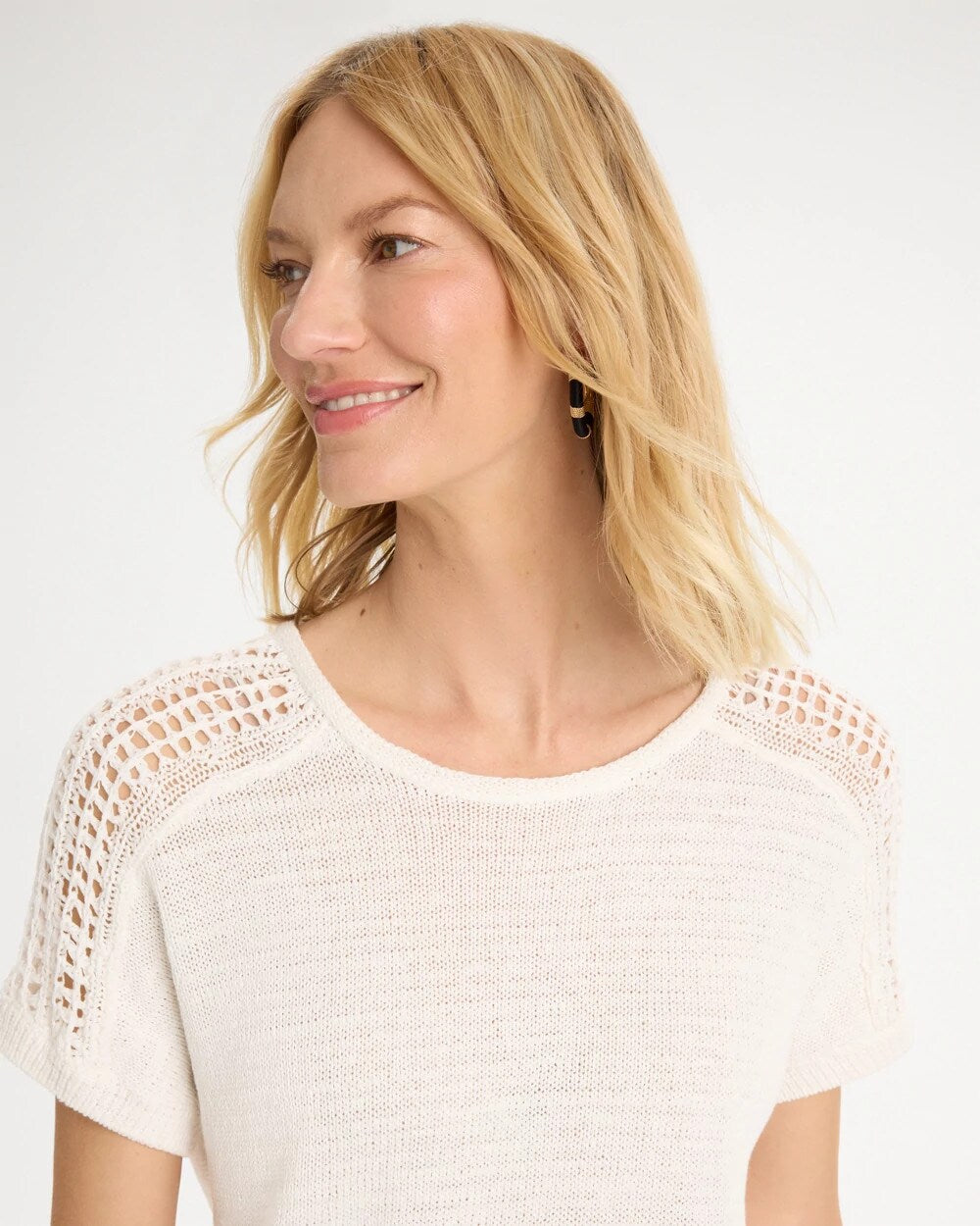 Pointelle Stitch Pullover Sweater