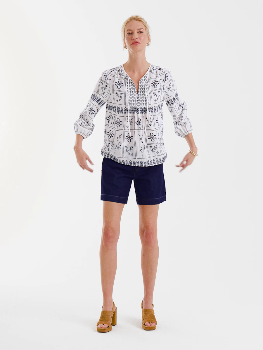 Embroidered Cotton Voile Blouse