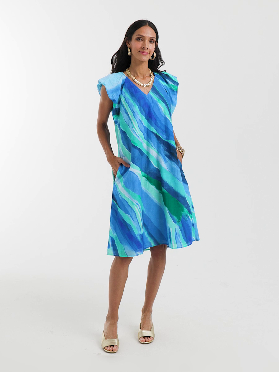 Cotton-Silk Voile Popover Dress