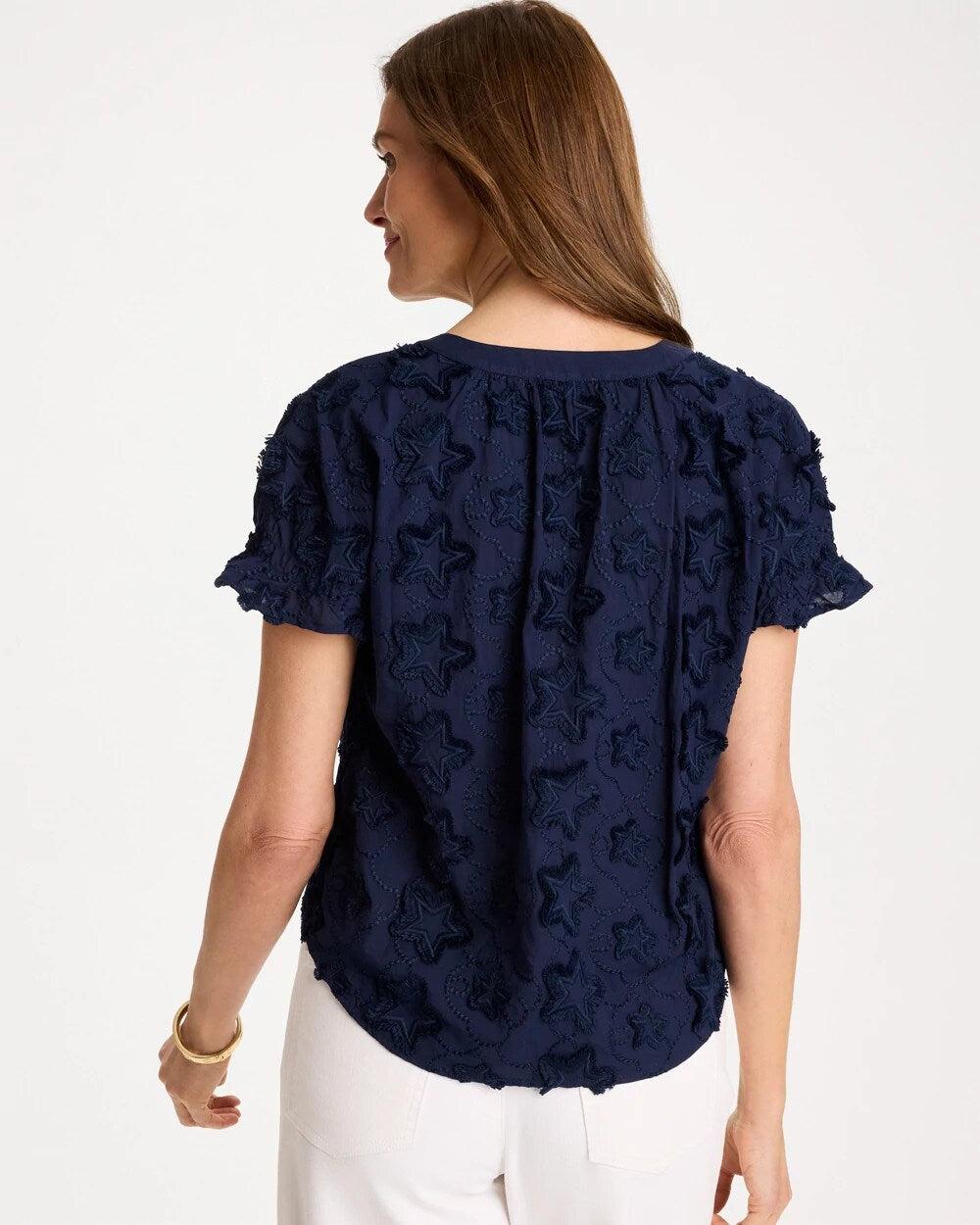 Cotton Embroidered Americana Star Blouse