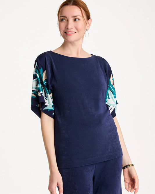 Travelers Printed Kimono Sleeve Top
