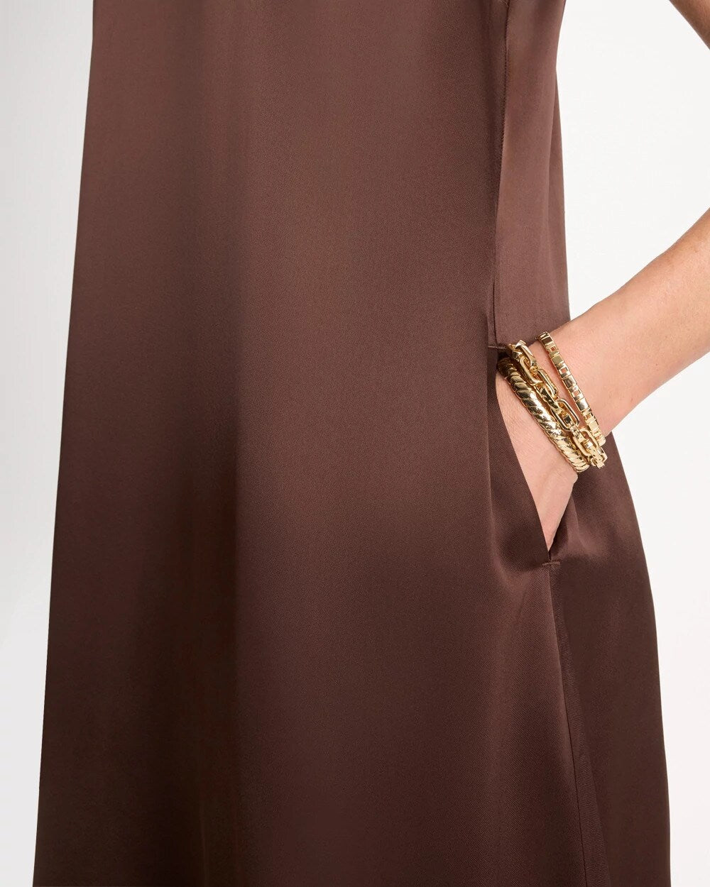 Faux Satin Sleeveless Dress