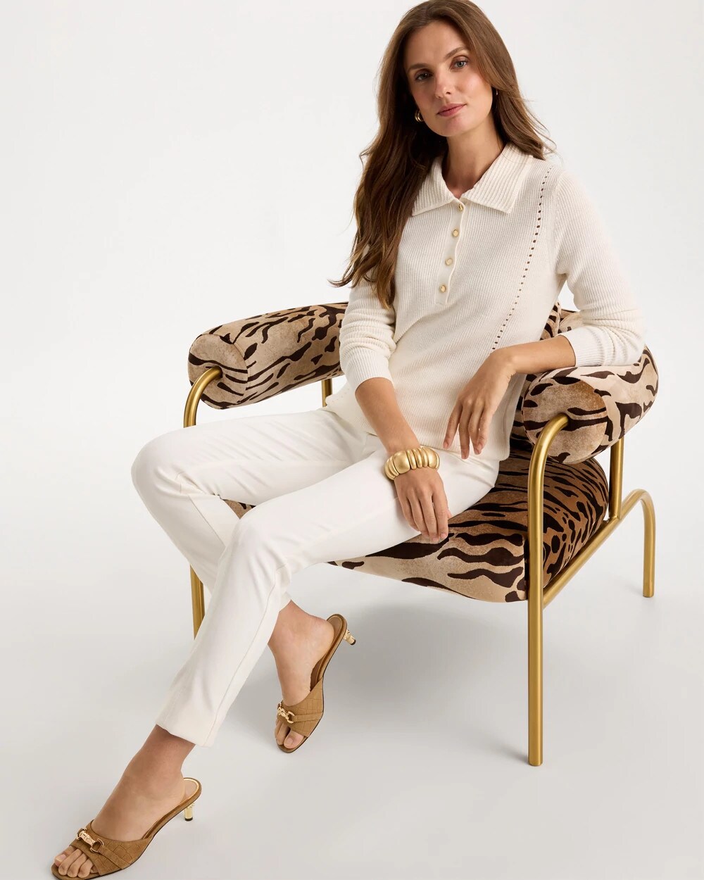 Long-Sleeve Pullover Polo Sweater
