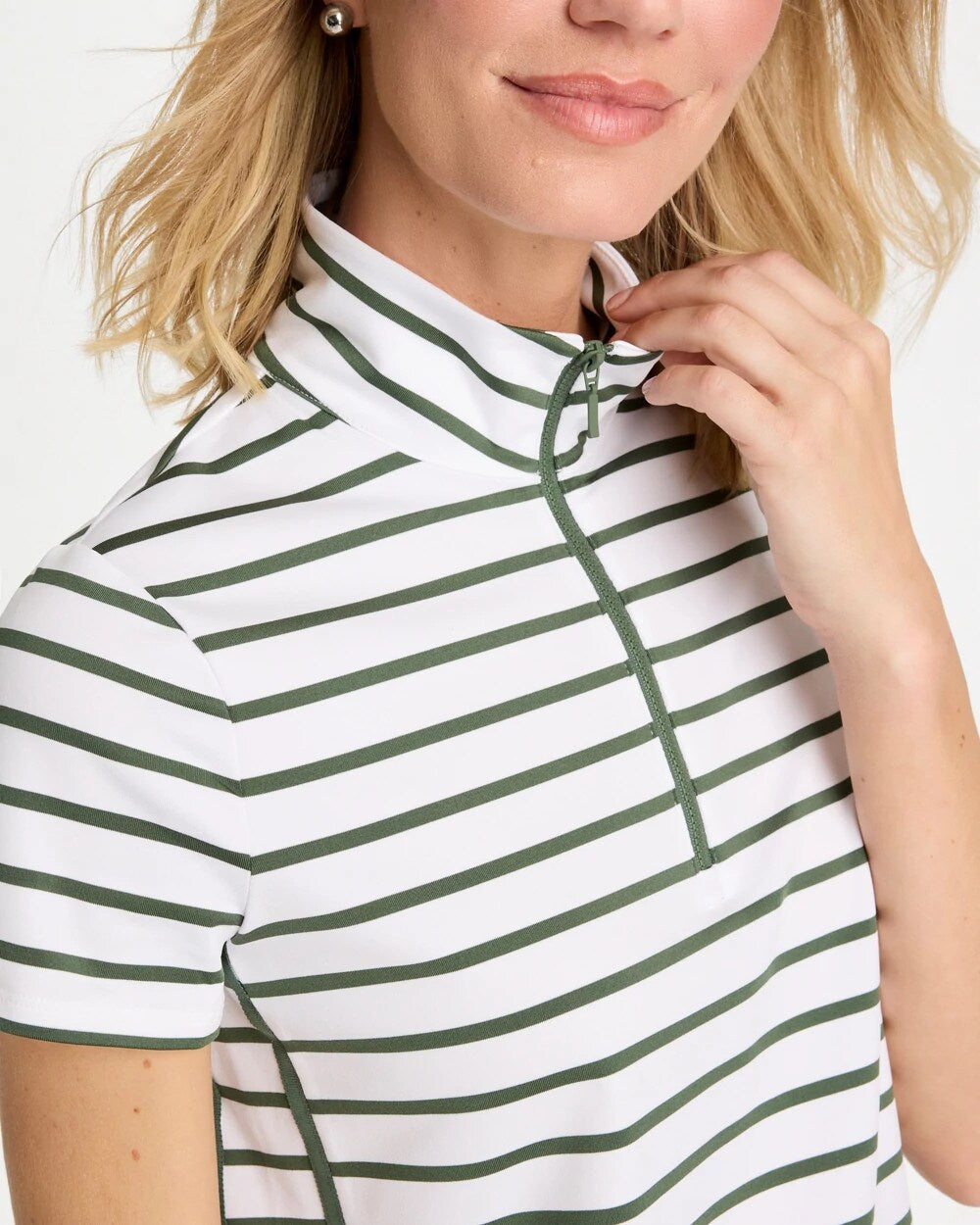 Zenergy UPF Striped Half Zip Polo