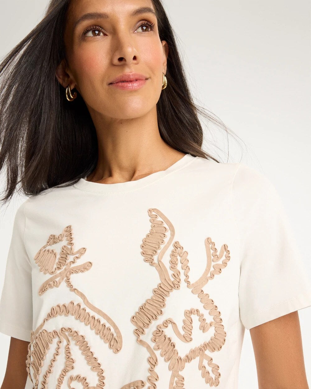 Soft-Stretch Cotton Applique Tee