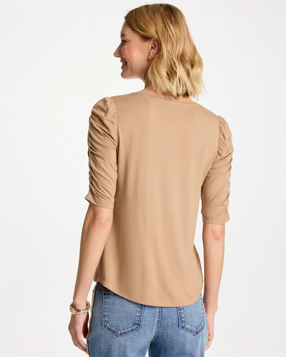 Touch of Cool Ruched Sleeve Knit Tee