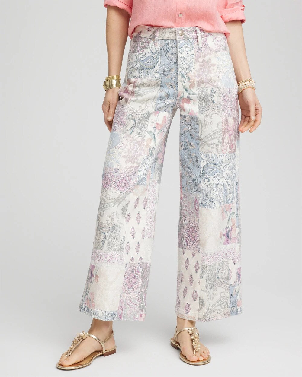 So Slimming High-Rise Floral Patchwork Jeans