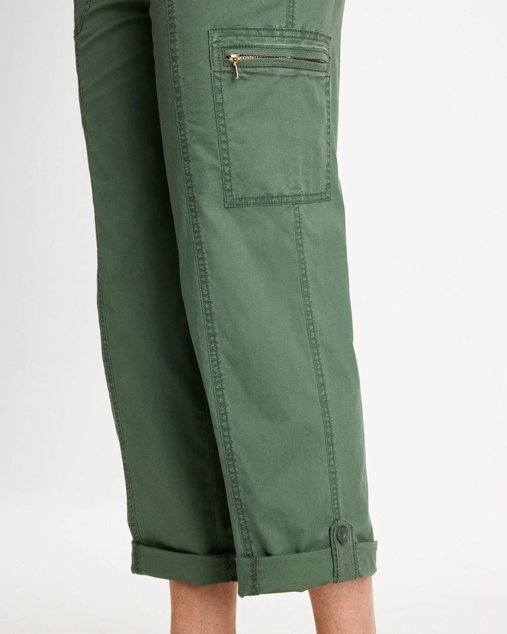 Poplin Cropped Roll Tab Pants