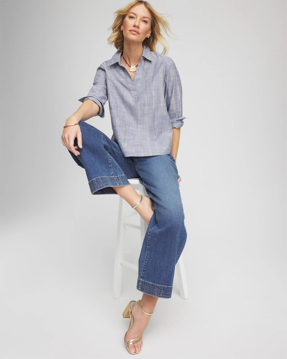 Chambray Striped Soft Popover