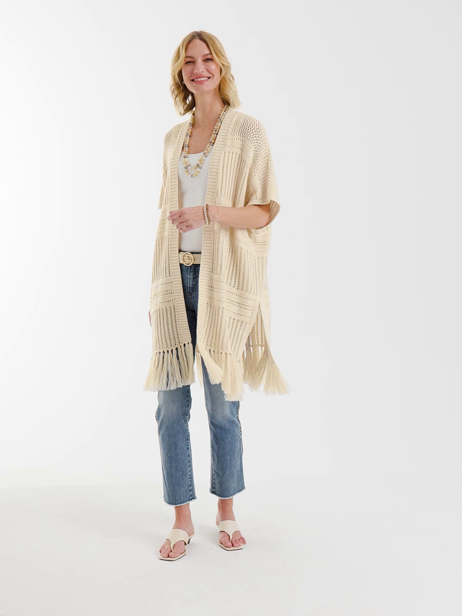Long Knit Fringe Ruana