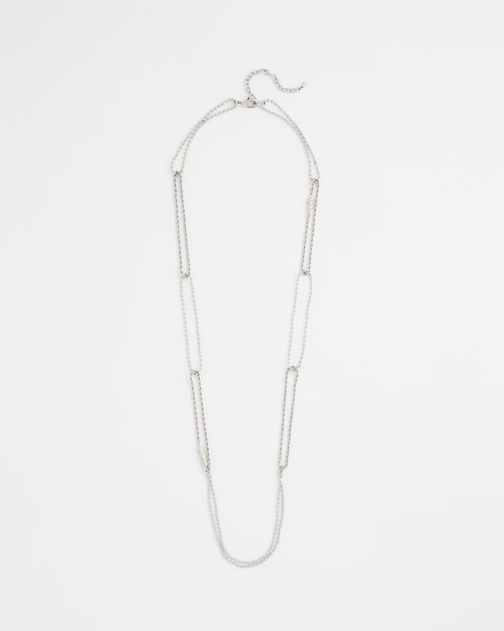 Long Silver Ball Chain Single Strand