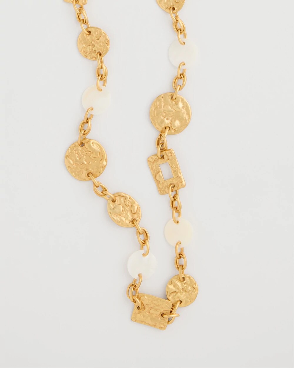Pearl Hammered Long Necklace