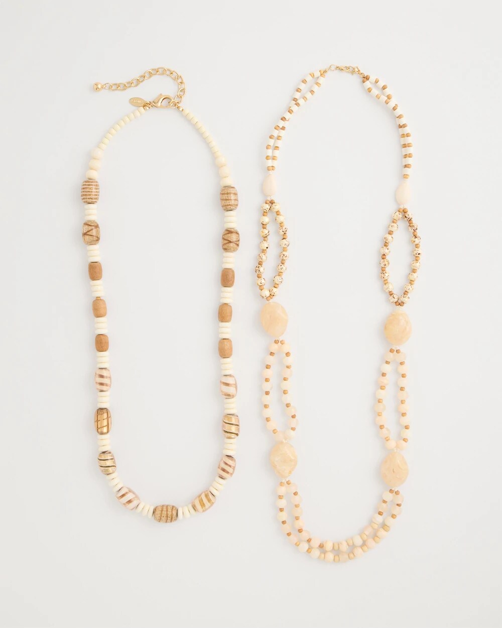 Resin Wood Double Strand Necklace