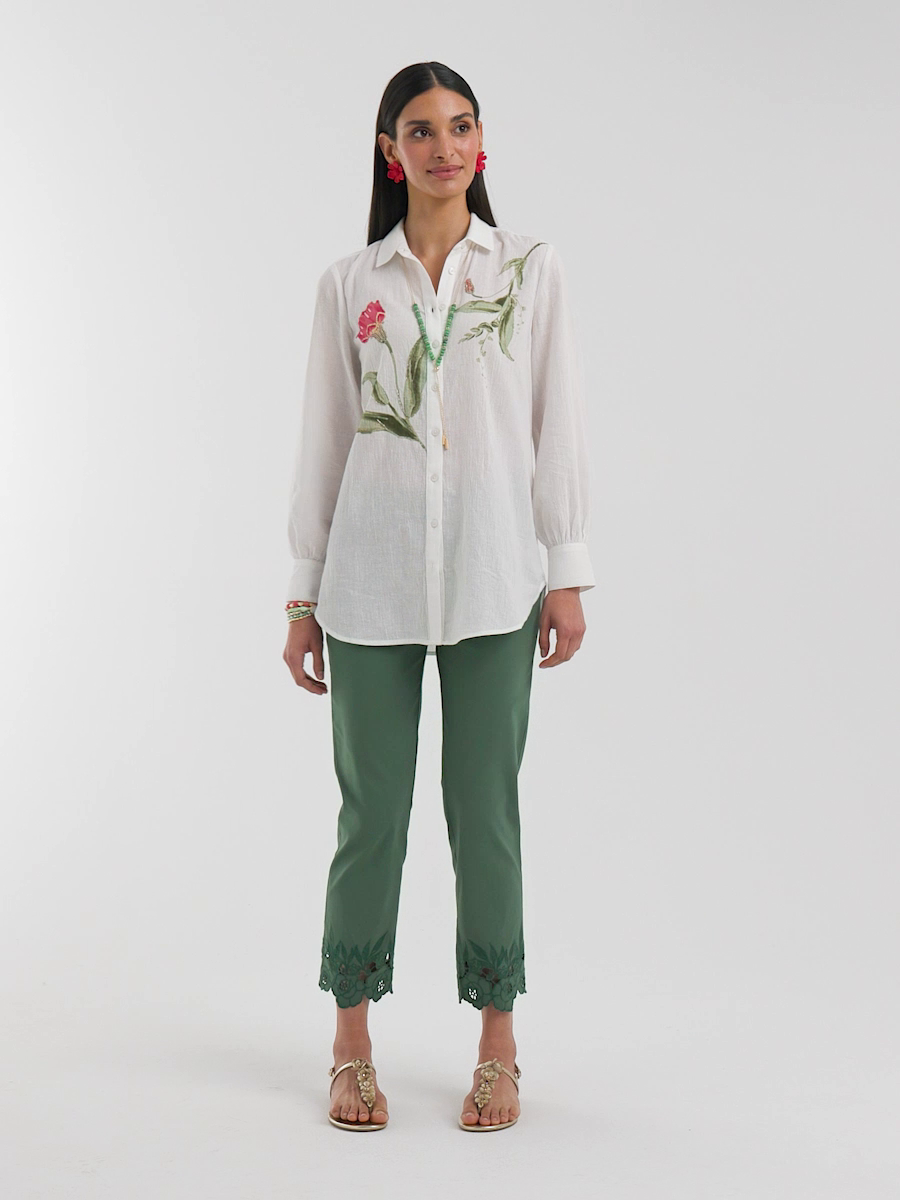 Brigitte Cutout Pull-On Cropped Pants