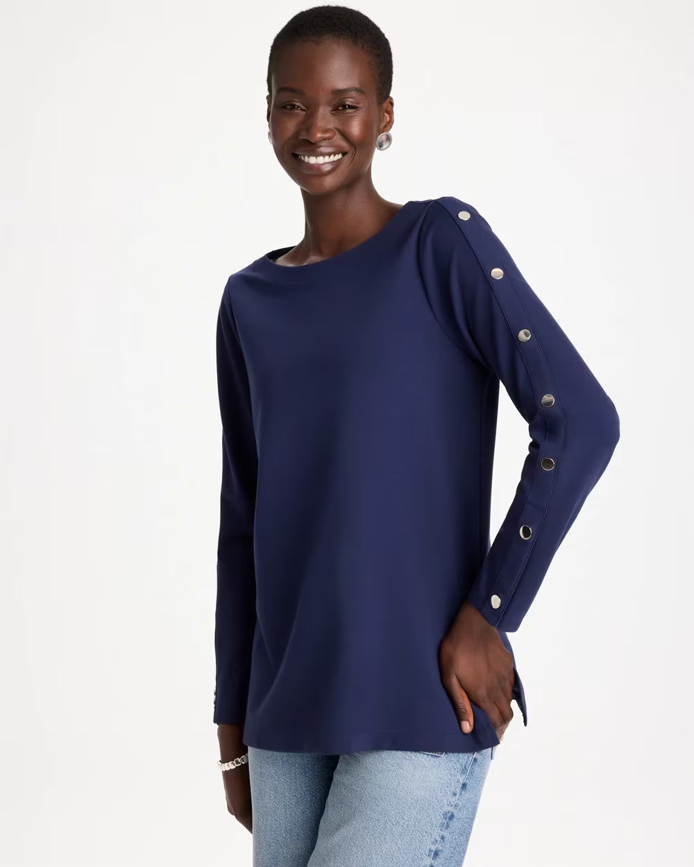 Ponte Button Sleeve Tunic
