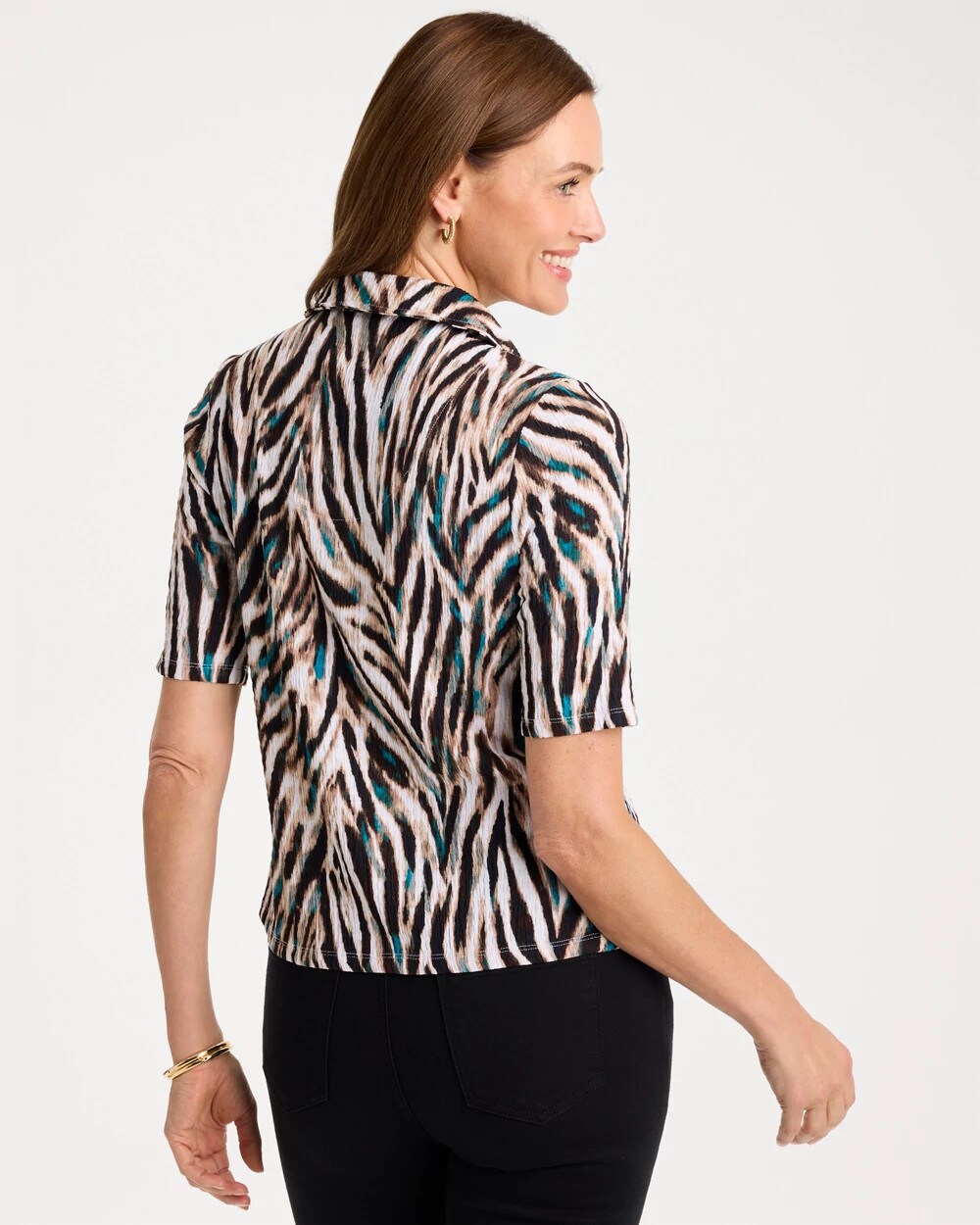 Tiger Print Textured Camp Tee