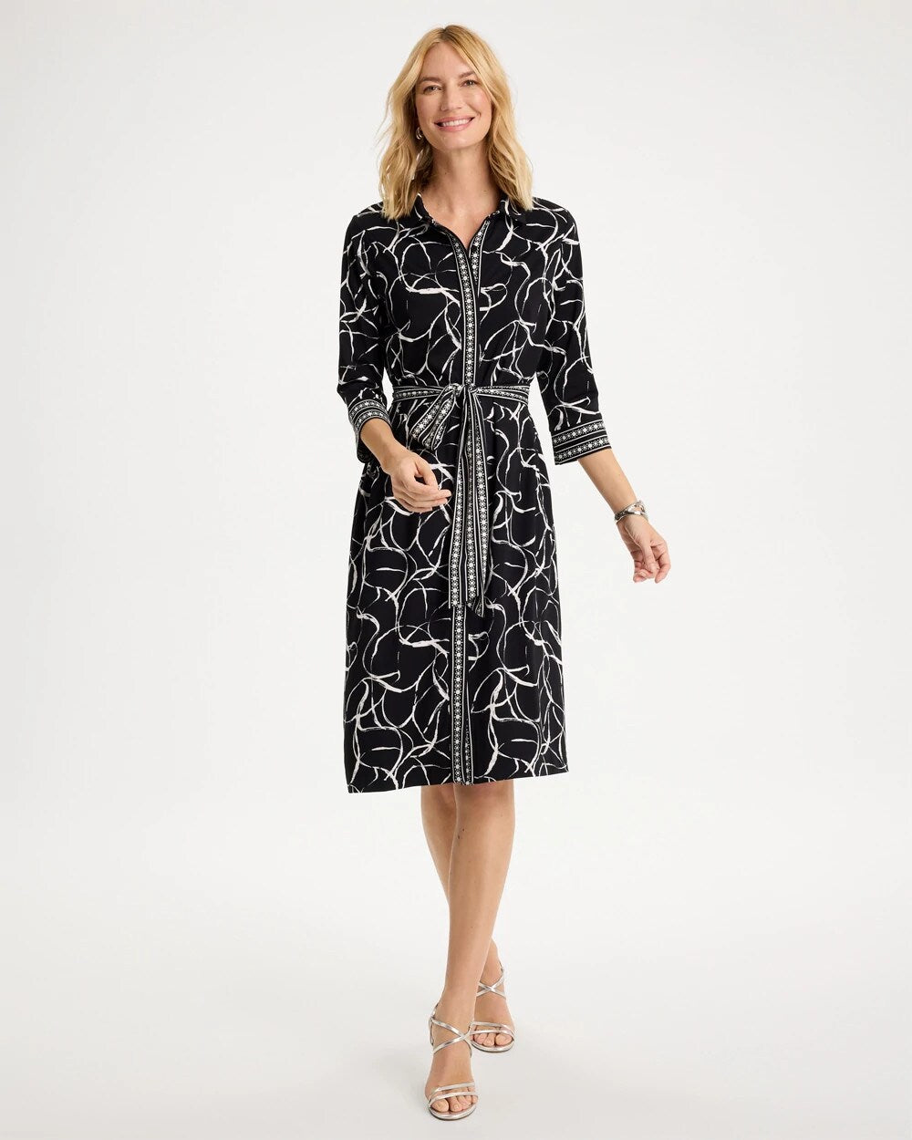 Ponte Printed Shirtdress