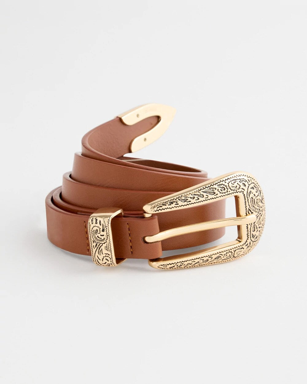 Faux Leather Skinny Belt