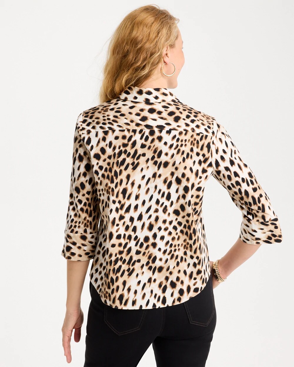 Poplin Cotton Animal Print Tie-Front Top